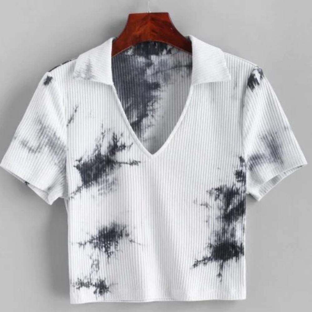 Gray and Black Tye Dye Crop Top